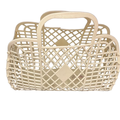 Retro 'Sun Jellies' basket bag in a cream/primrose yellow shade