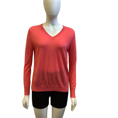 David Lawrence Womens  Size S Merino Wool V Neck Jumper Coral