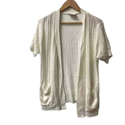  Vintage Barricade shoertsleeve cardiganSize 12 White (j)