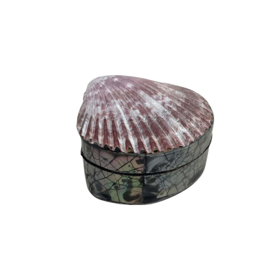 Vintage Paua Shell Trinket Box with Velvet Lining 