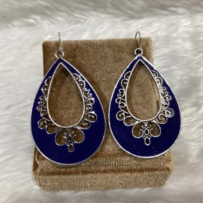  Womens Earrings in Blue & Silver 