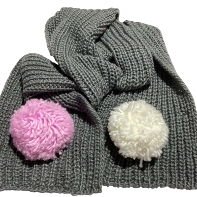 Peter Alexander Womens One Size Grey/Pink/ White Knitted Scarf