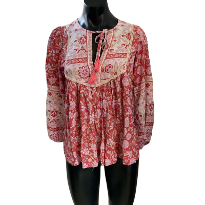 Salty Bright Womens  Size 10 3/4 Sleeve Top Floral / Pink  