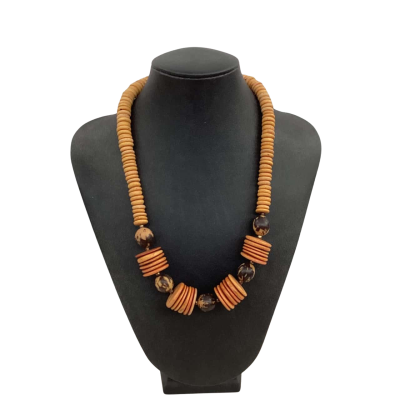  Womens Beaded Necklace Brown Wooden Beads Vintage 