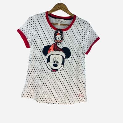 Peter Alexander - Mickey Mouse Christmas polka-dot short-sleeve pyjama top (Size S)