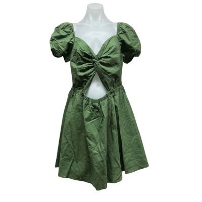 Fayt Womens Cotton/ Linen Mix Size 18 Mini Dress Green / Khaki 