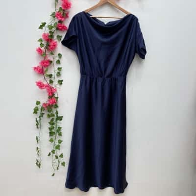 Something For Sarah Womens Off The Shoulder Dress Size 14 Navy Blue 