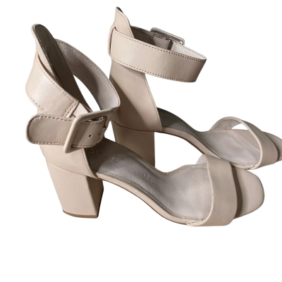 Basque Nude Leather Ankle Strap Heels Size 39