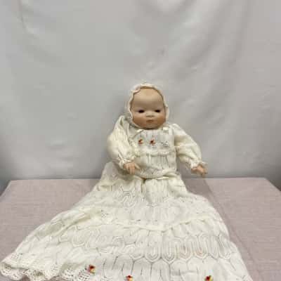 Handmade Porcelain Doll(head/hands) in Christening Outfit 