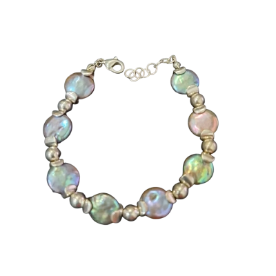  Womens Faux pearl silver tone Bracelet 