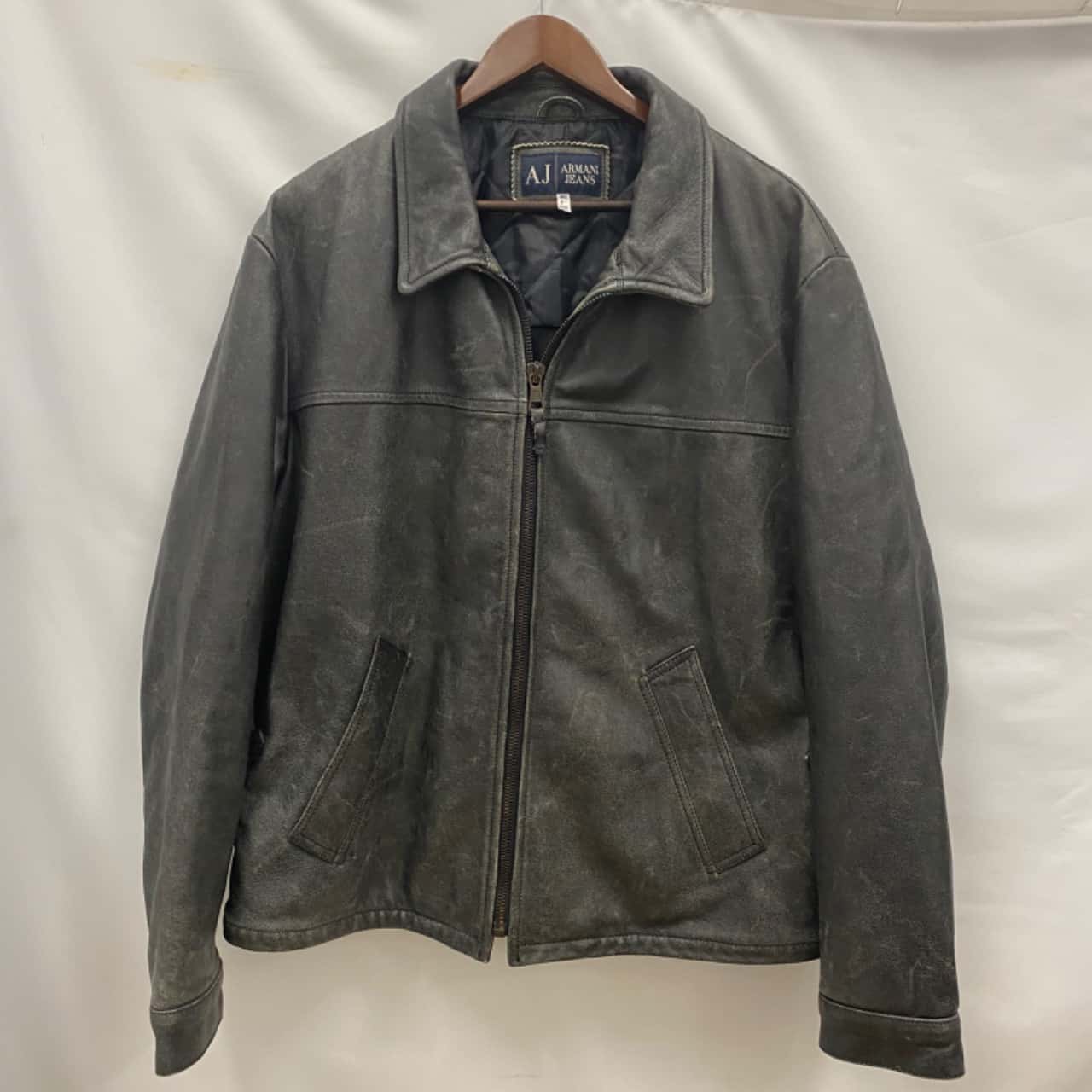 Armani Jeans Mens 100% Leather Jacket Size USA38 / UK44 Leather