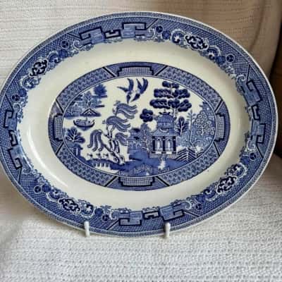 Wood & Sons England Older Blue Willow Oval Serving Platter