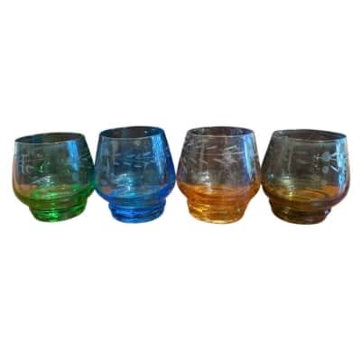 Vintage Korean spirit,shot, cordial glasses x 4 