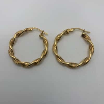  9 Carat Gold Twist Earrings 