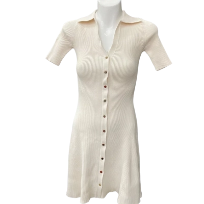 Forever New Womens  Clothes by Size 6 Short Sleeve Dress  Beige 