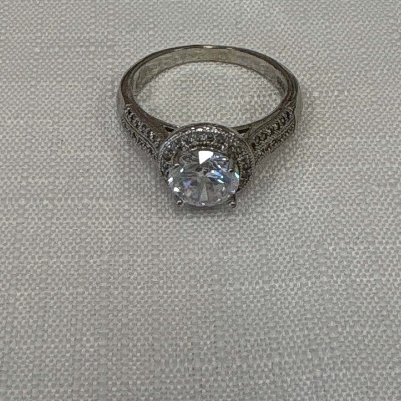 Women's 925 Silver featuring a Cubic Zirconia Center Stone and Pave ...