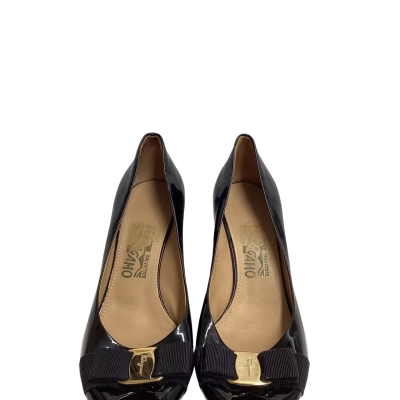 Salvatore Ferragamo Womens  Size 8.5 Heels Black  / Gold 