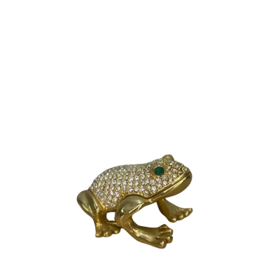 Vintage Metal Frog Trinket Box with Magnetic Closure 