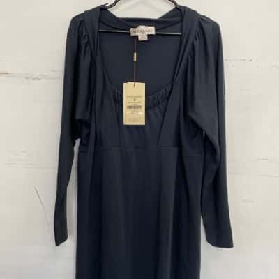  Womens  Size 16 Long Sleeve Dress Navy Blue 