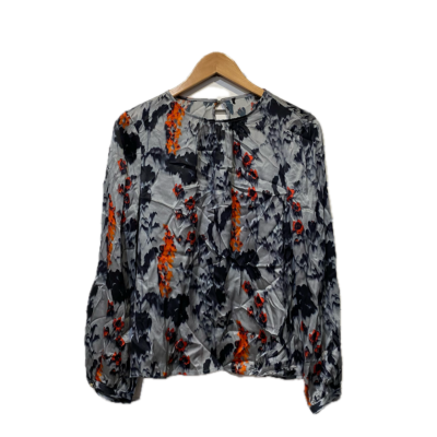 David Lawrence Womens Top Size S Black  / Grey / Orange Silk Blouse
