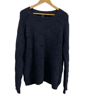 Emerge Womens  Size XXL Scalloped Sweater Navy Blue 