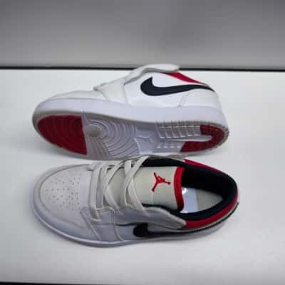 Kids Nike Air Jordan 1 Low White Black Red Casual Sneakers Shoes Youth Size US2Y