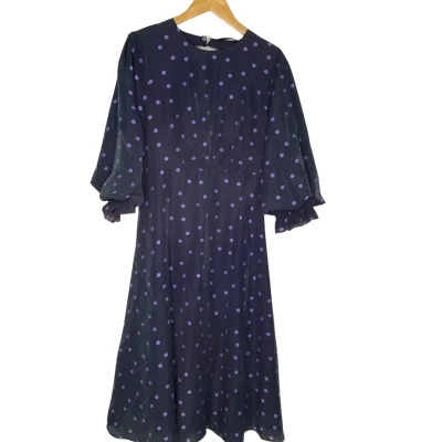 Vero Moda Womens  Size L Long Sleeve Dress Blue / Polka Dot / Purple 