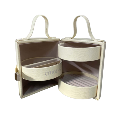 City Gems Portable Jewellery Case. Cream coloured.
