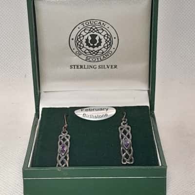  Toucan of Scottland Earrings Amethyst and Silver