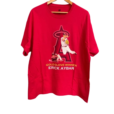  Vintage Erick Aybar 2011 Gold Glove Winner T-shirt XL Red 