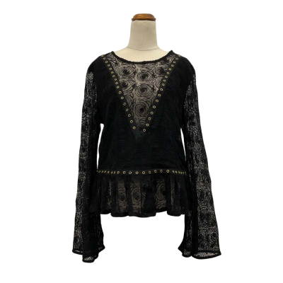 Sass & Bide Womens Size M Lace Blouse Black  