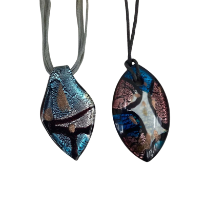 Lot of 2x  Womens Pendant Multicoloured Art Glass