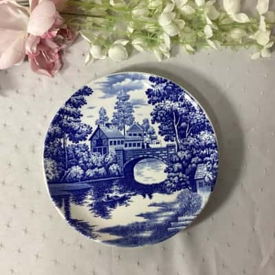 Japanese Ironstone China Blue Stone Bridge Dinner Plate