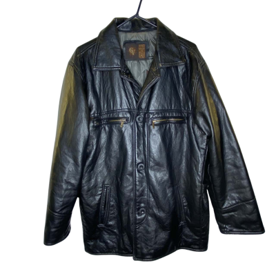 GV Emporio Mens Leather Jacket Size XL Black  