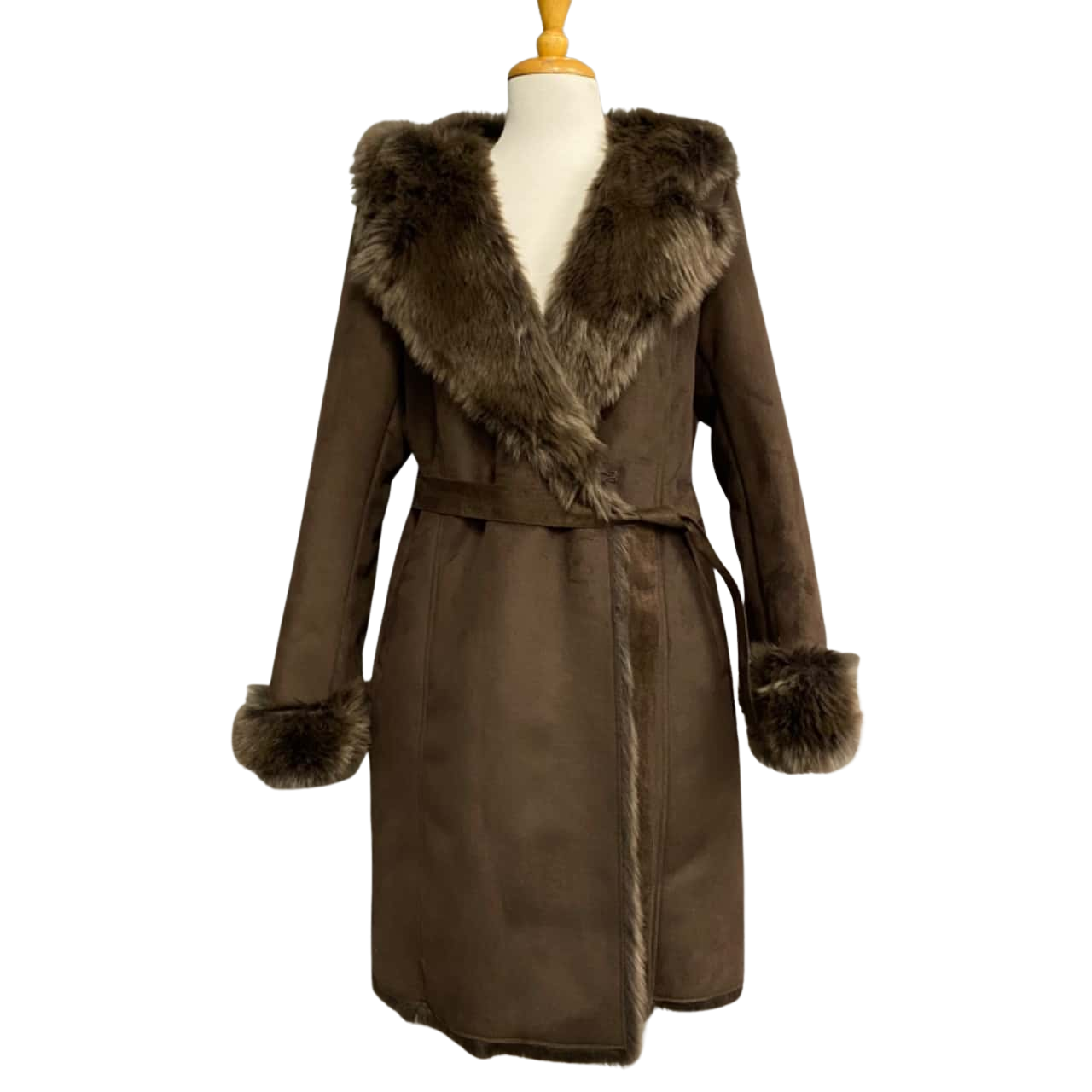 Fabulous Furs Donna Salyers Womens Size M Faux Suede Faux Fur Brown (s)
