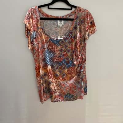 BNWT Rivers Womens  Size 16 Patchwork Short Sleeve Top RRP$39.99