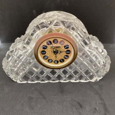 Vintage Jerger Cut Crystal Desk Clock