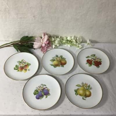 Vintage Hutschenreuther Selb LHS Various Fruits Porcelain Side Plates (x 5)