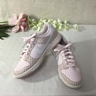 Nike Womens Size 39 Dunk Low Pink Gingham Lace Up Sneakers 