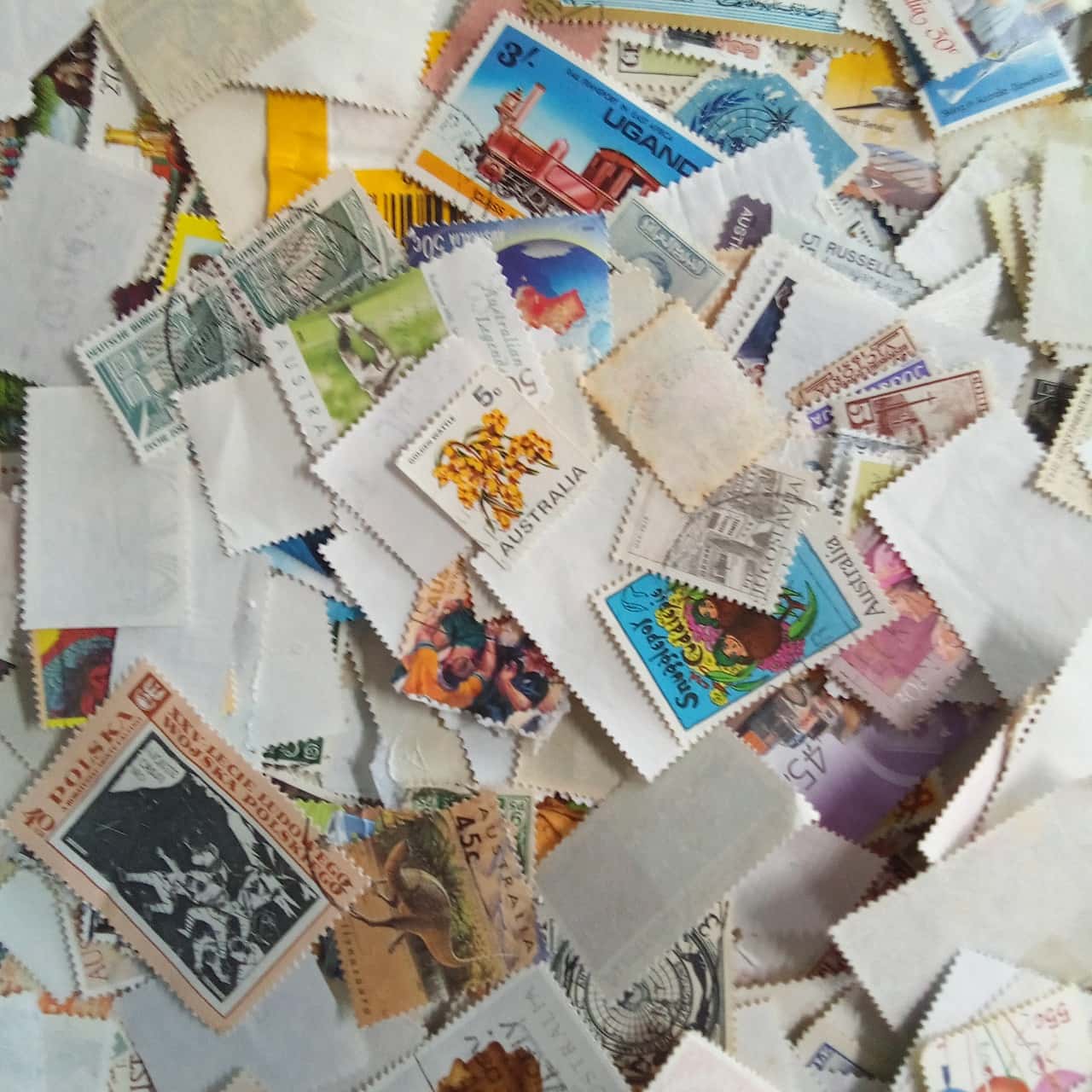 250 Grams Of Mixed World And Australian Stamps Off Paper So The Weight