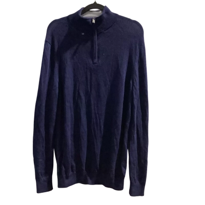 Blaq Mens  Size L Quarter Zip Jumper Navy Blue Merino Wool