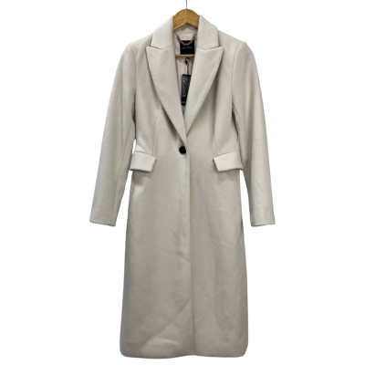 Brand New - Portmans - Womens Longline Tailored Coat - Size 8 - Dove/Ivory (RRP $199.95)