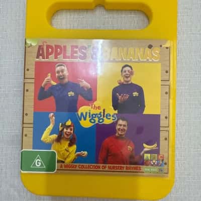 The Wiggles: Apples & Bananas DVD. It is a collection of 22 traditional nursery rhymes and songs given a Wiggles musical style.  The runtime is approximately 62 minutes. (B27)