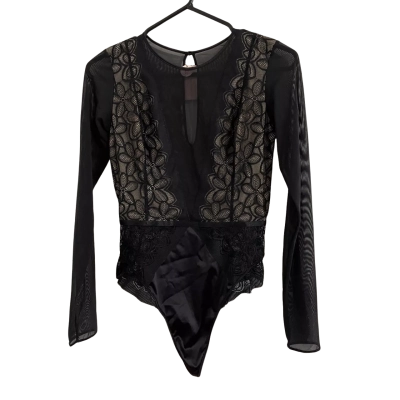 Bras N Things Womens  Size 12 Long Sleeve Bodysuit Black  