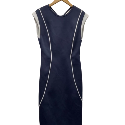 Ginger & Smart Womens  Size 8 Midi / Sleeveless Dress Dark Grey / Off White 