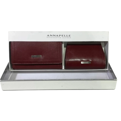 Annapelle Womens Wallet 2pc Set Burgandy 