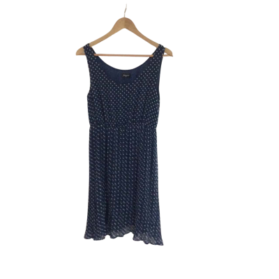 Jeanswest  Women's  Size 10 Sleeveless Dress  Navy Blue / Pattern / White 