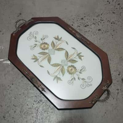 Vintage Embroidered Serving Tray