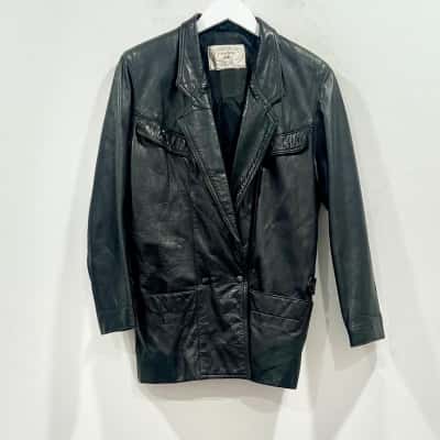 Vintage Joshua Berger Black Leather  Jacket Size S- Made in Australia 