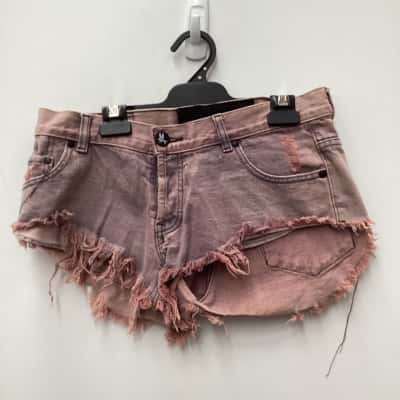One Teaspoon Womens  Size 10 Denim Shorts Pink  